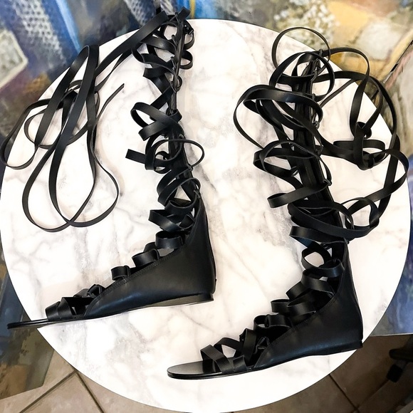 Aminah Abdul Jillil Riyka Gladiator Sandal Black Leather Size 8 GUC - Picture 4 of 10